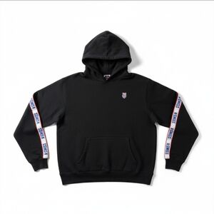 K-Swiss Logo Tape Hoodie Sweatshirt - Men's XL - Black Streetwear Pullover